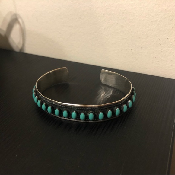 Turquoise Sterling Silver Cuff Bracelet - Picture 3 of 6